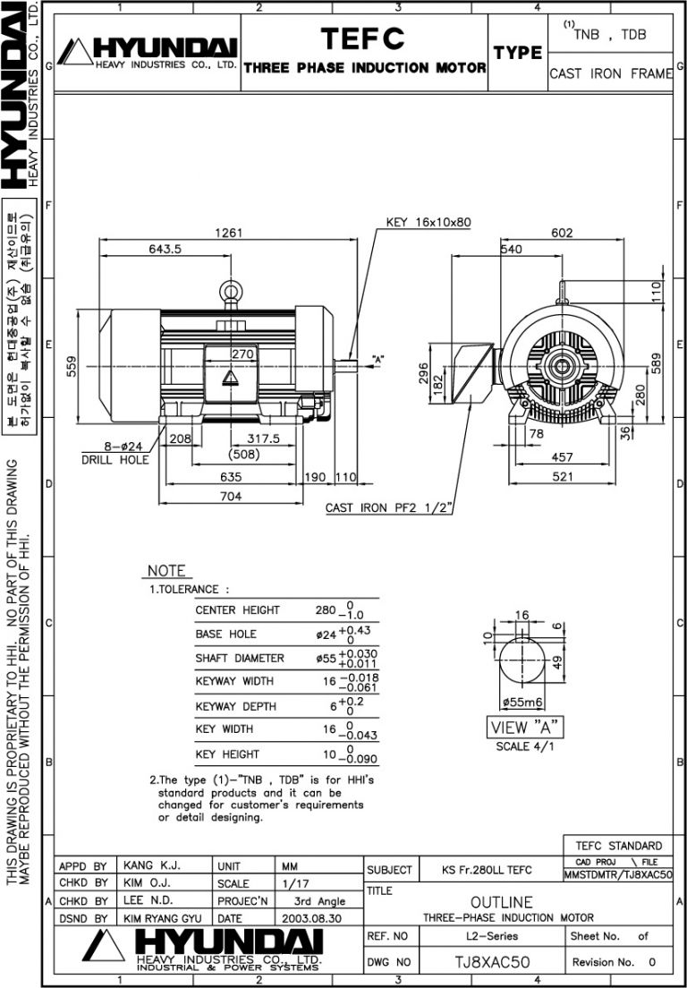 280LL B3 2P용 전동기(HORIZONTALMOTOR)
